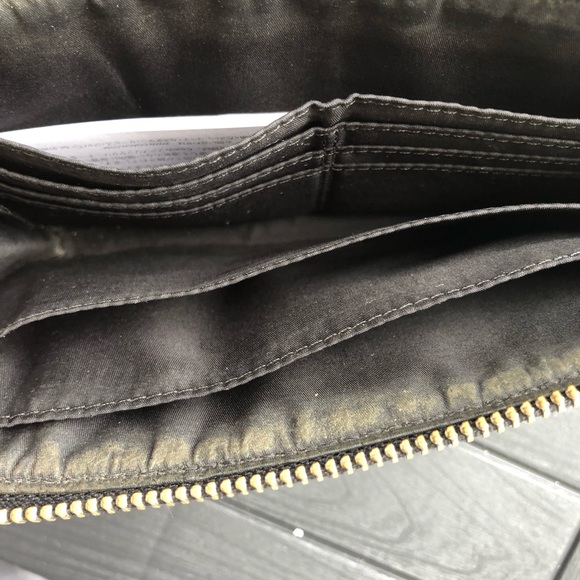 Coach canvas logo blk patent leather trim wristlet - Picture 3 of 8